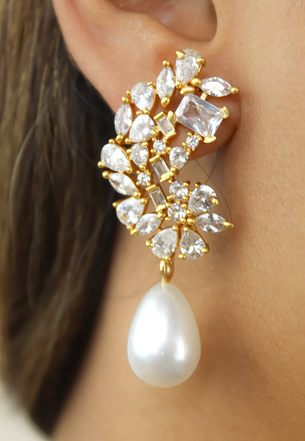 Golden Frosty Pearl Earrings by Bombay Sunset-1