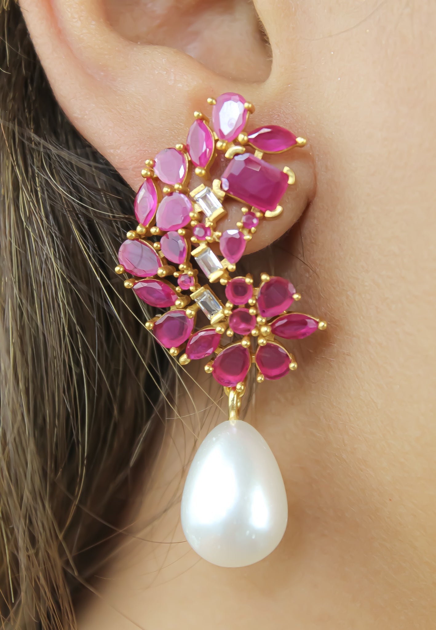 Golden Frosty Pearl Earrings by Bombay Sunset-10