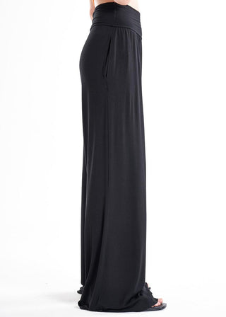 LavaNera Palazzo Black Jersey Viscose Pants-2