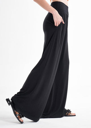 LavaNera Palazzo Black Jersey Viscose Pants-0