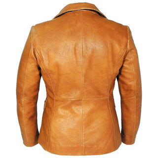 Karma Womens Caramel Tan Leather Blazer-2