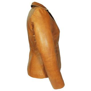 Karma Womens Caramel Tan Leather Blazer-3