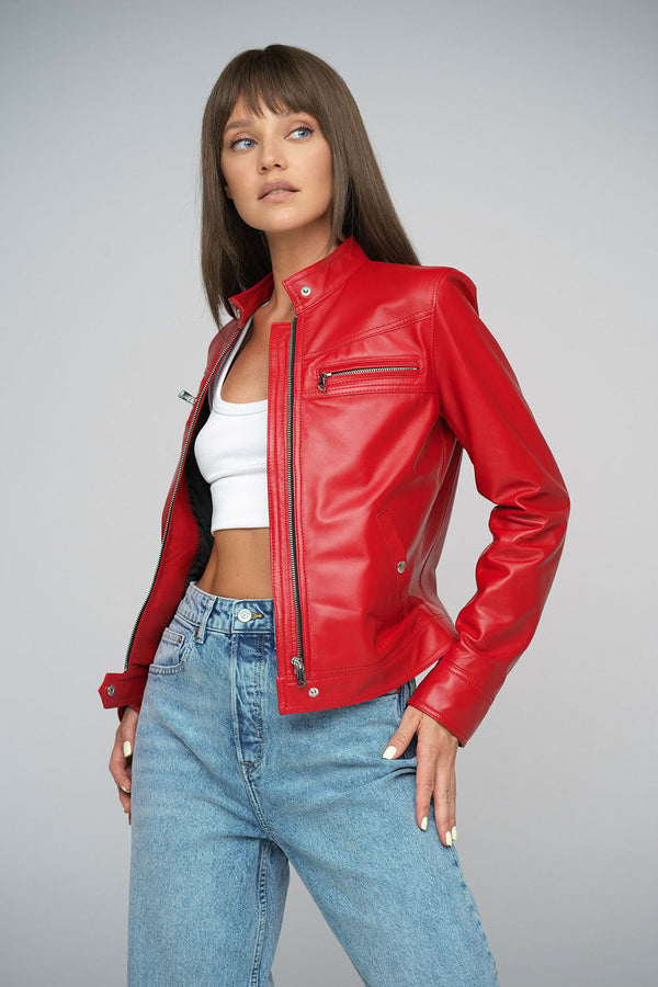 Red Genuine Lambskin Jacket-2