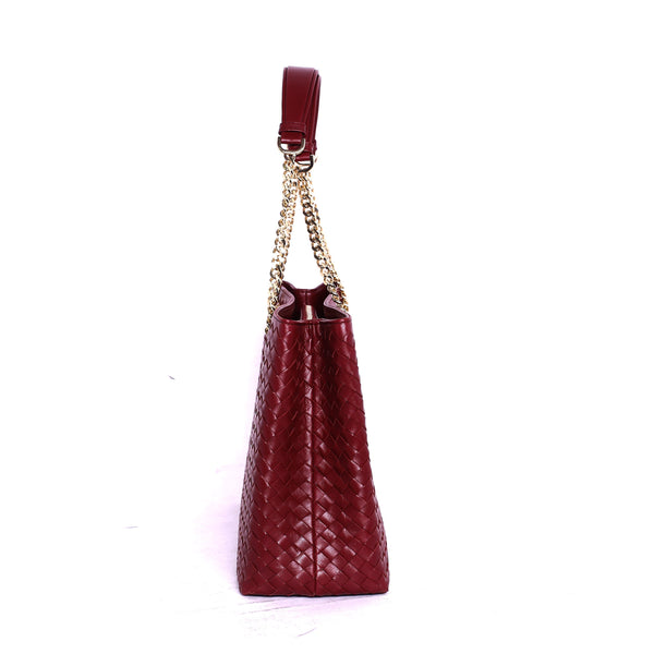 Mizrabi Ladies Fashion Maroon Leather Shoulder Bag-2