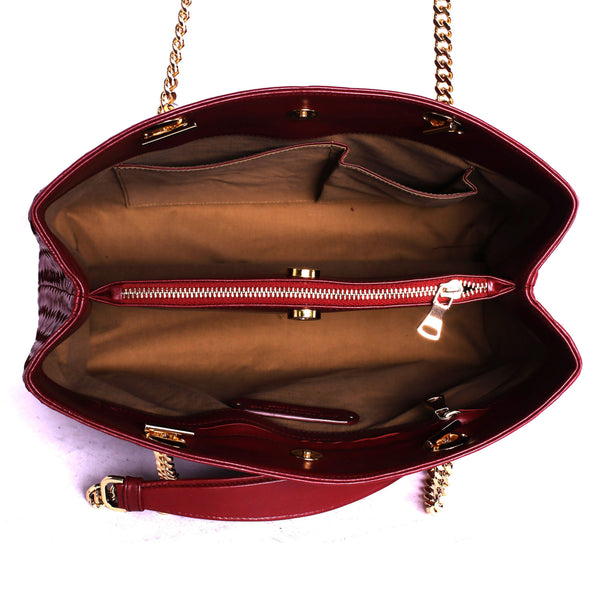 Mizrabi Ladies Fashion Maroon Leather Shoulder Bag-3