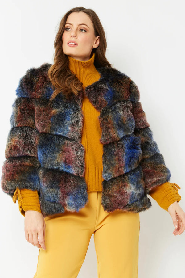 Multicolor Faux Fur Ella Coat-1