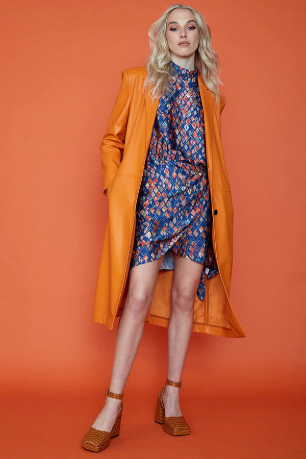 Orange Eco Leather Trench Coat-0