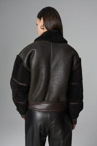 Brown Oversized Shearling Leather Jacket-2