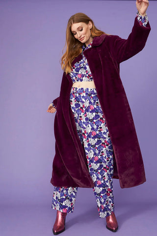 Purple Faux Fur Maxi Coat-1