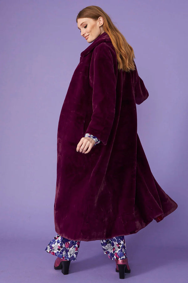 Purple Faux Fur Maxi Coat-3