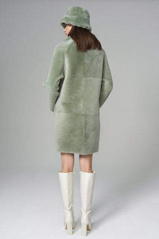 Mint Reversible Genuine Merino Wool Sheepskin Midi Coat-1