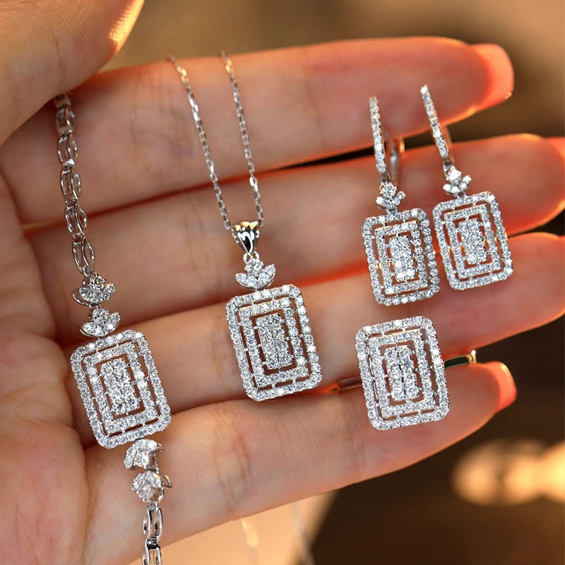 Aazuo 18K Orignal White Gold Natrual Diamond 0.55ct Jewelry Set