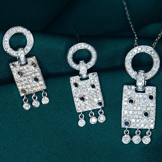 Aazuo 18K Real Jewelry Set - White Gold Real Diamonds