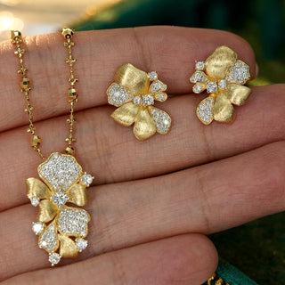 Aazuo Luxury Jewelry - 18K Yellow Gold Jewelry Set With Real Diamonds and Original Design