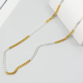 925 Sterling Silver Two Tone Cuban Link Chain Necklace