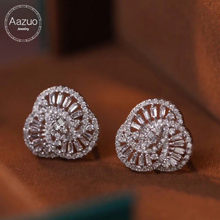 Aazuo Luxury Jewelry 18K - Solid White Gold Jewelry Set