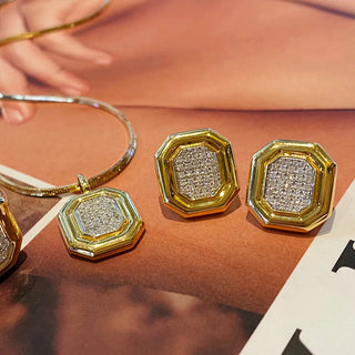 Aazuo Luxury 18K Yellow Gold Jewelry Set