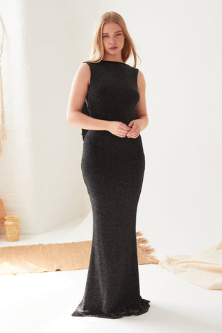 Black Cowl Back Gown-1