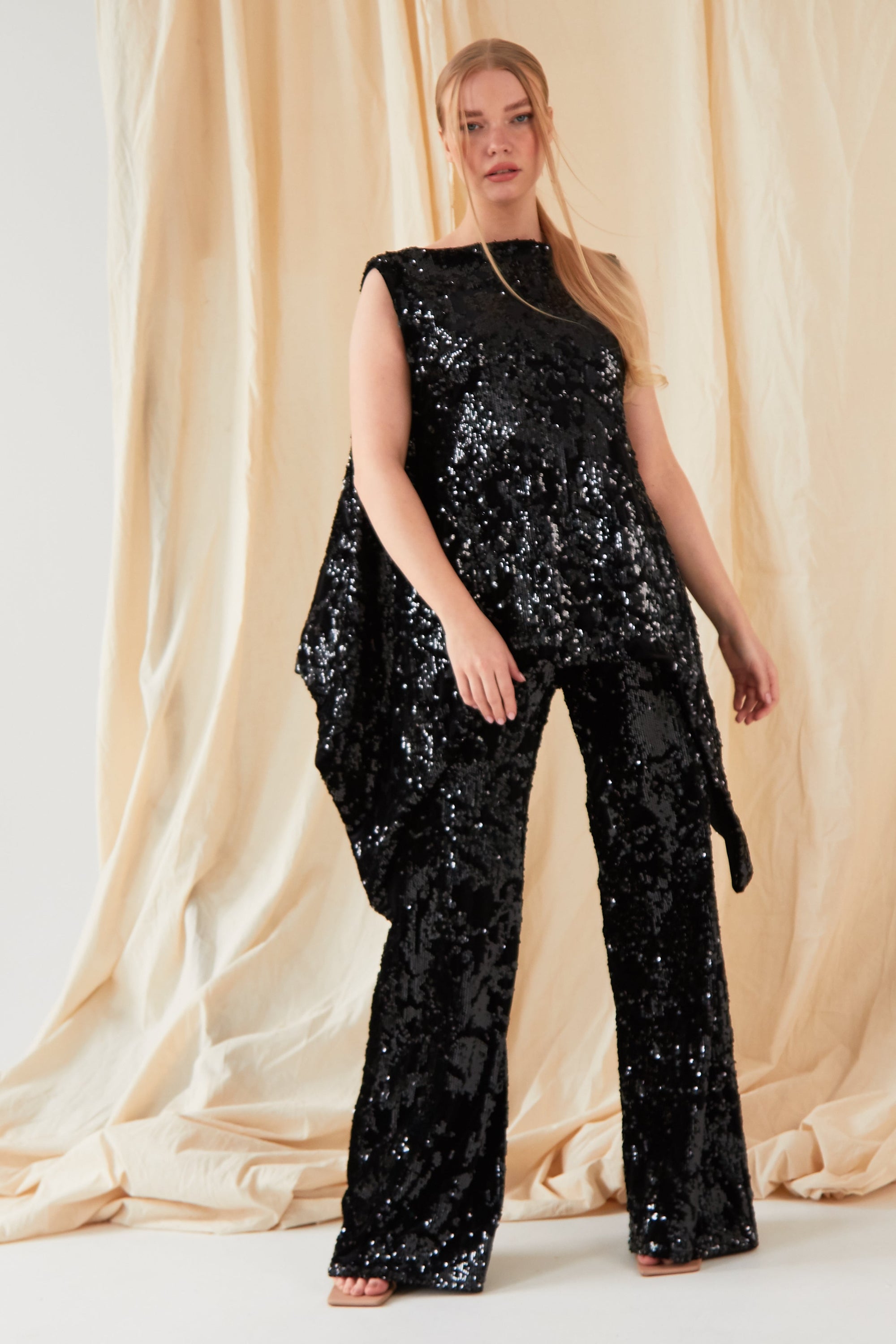 Sequin Flared Trousers-1