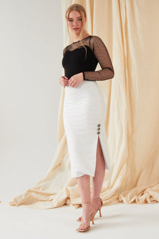 White Lace Bodycon Skirt-1