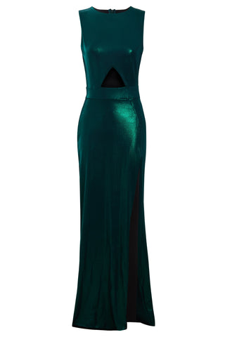 Green Cut Out Side Dress-0