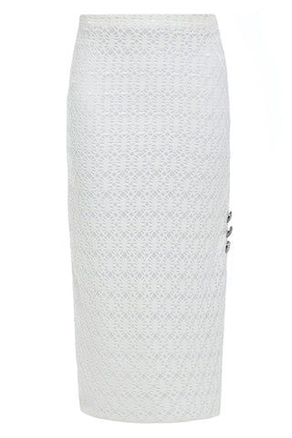 White Lace Bodycon Skirt-0