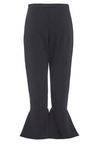 Black Frill Hem Trousers-2