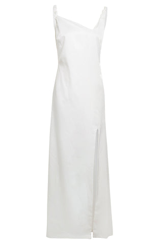 Asymmetric White Maxi Dress-0