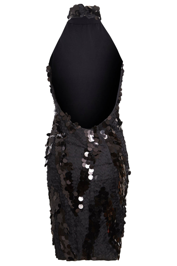 Black Backless Sparkly Dress-3