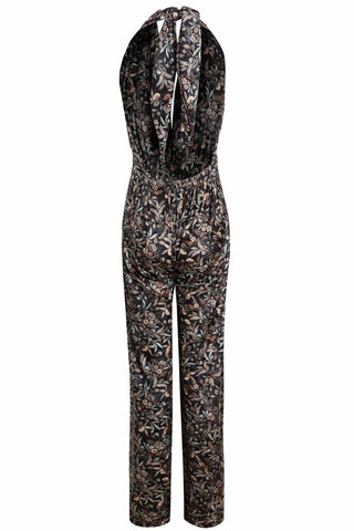 Floral Velvet Backless Jumpsuit-3