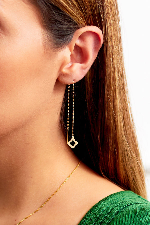 Clover Drop Earrings Gold-2