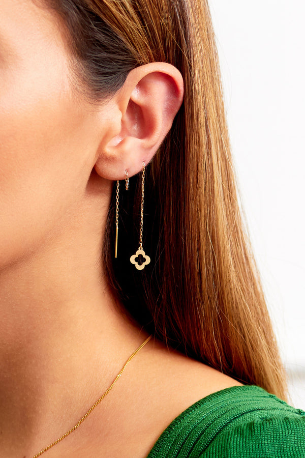 Clover Drop Earrings Gold-4