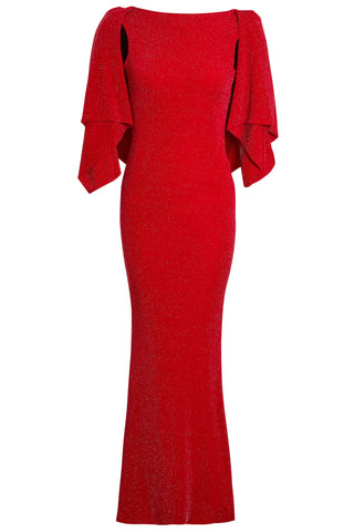 Red Cowl Back Gown-0