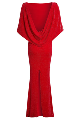 Red Cowl Back Gown-2