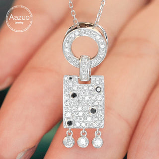 Aazuo 18K Real Jewelry Set - White Gold Real Diamonds