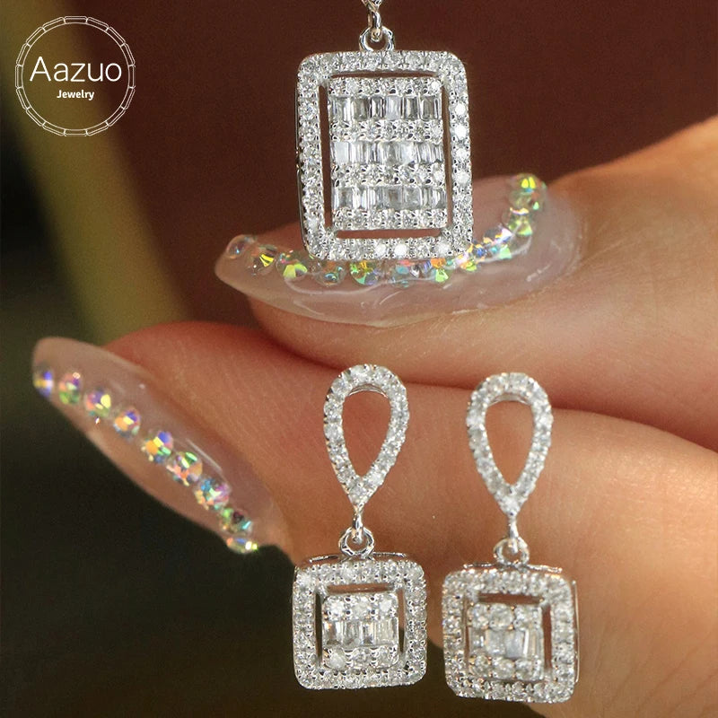 Aazuo Luxury Jewelry - 18K White Gold Jewelry Set