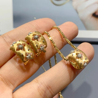 Aazuo 18K Yellow Gold Jewelry Set - Real Diamond Luxury