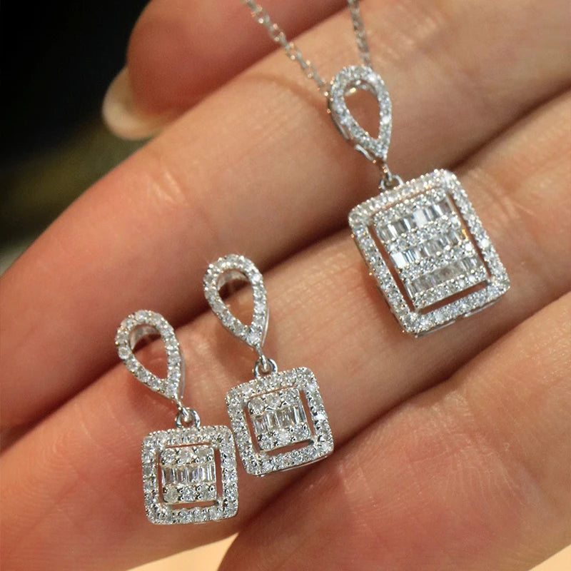 Aazuo Luxury - 18K White Gold Jewelry Set - Real Diamonds