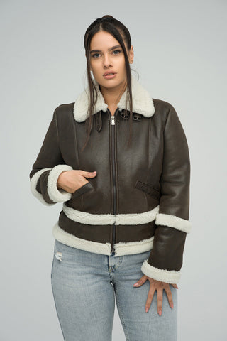 Brown Merino Shearling Leather Jacket-0