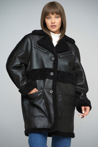 Black Sheepskin Bomber Jacket-2