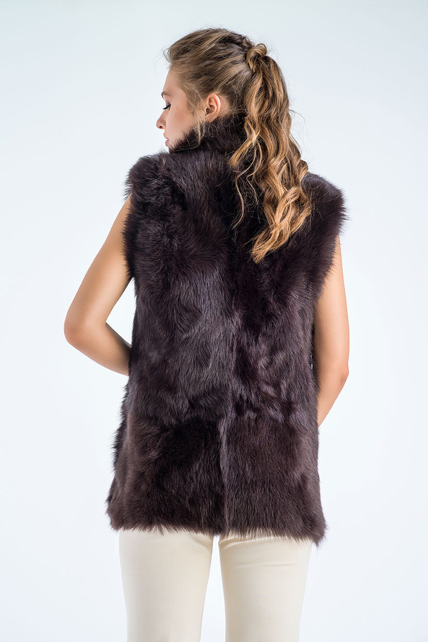 Brown Geniune Reversible Sheepskin Fur Vest-1