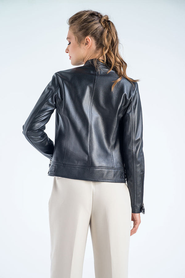 Black Genuine Cropped Leather Jacket-1