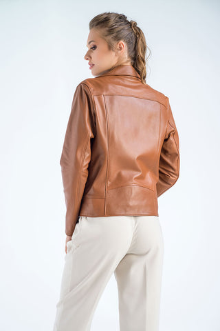 Cognac Genuine Classic Cut Leather Jacket-1