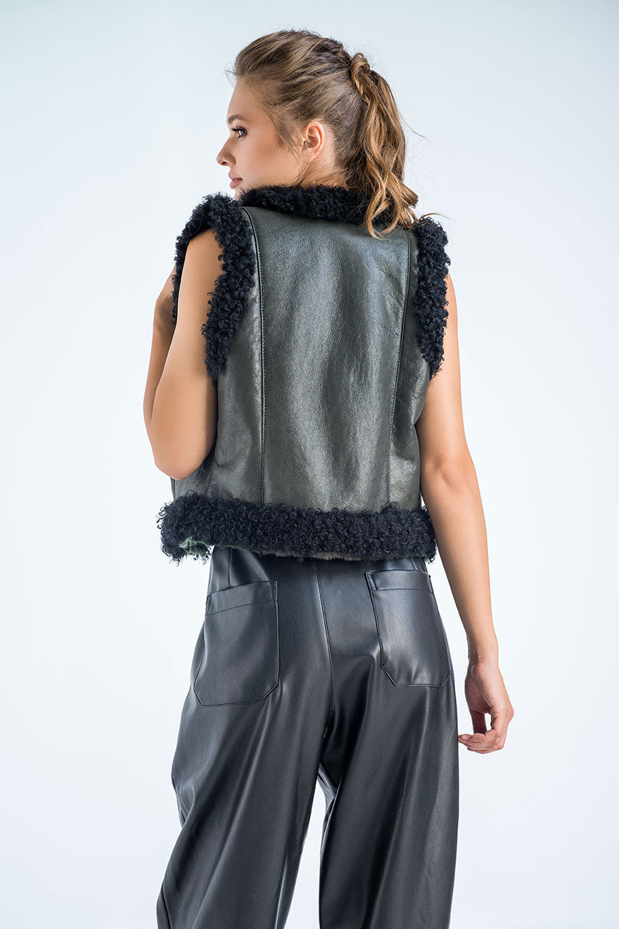 Black Turcana Lamb Fur Vest-1