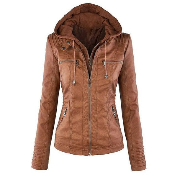 Shenandoah Womens Real Leather Hooded Jacket-1