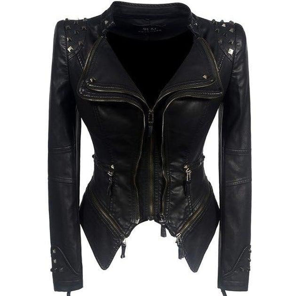 Sheryl Women's Moto Real Leather Jacket-2