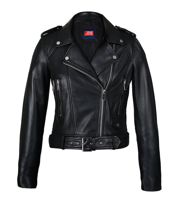 Snerva Womens Nappa Asymmetric Moto Leather Jacket-0