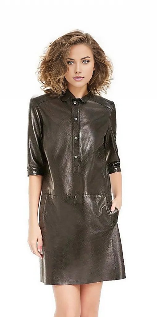 Solange Womens Sheepskin Leather Dress-0