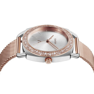 TRNDA Women's Watch with Silver Stainless Steel Case and Rose Gold Stainless Steel Band-2