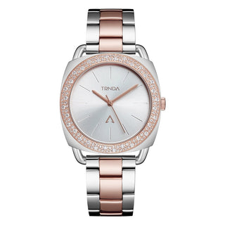 TRNDA Women's Watch with Silver Stainless Steel Case and Silver & Rose Gold Stainless Steel Band-0